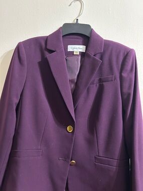 Calvin Klein Plum Tailored Blazer with Gold Buttons